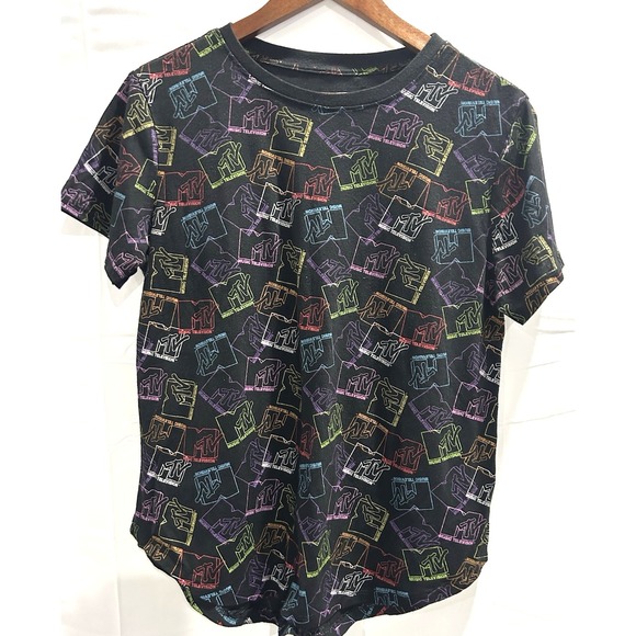 MTV Tops - MTV Graphic T-Shirt Multicolor Signature Logo Pullover Crew‎ Neck Tee XL 15-17